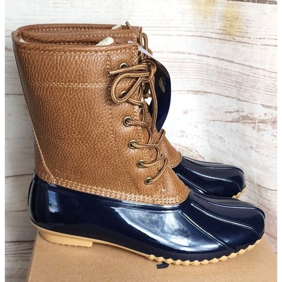 Maplewood Waterproof Fall 2022 Navy/Tan Women’s Boots | JBU by Jambu | Faux Fur - Picture 1 of 14